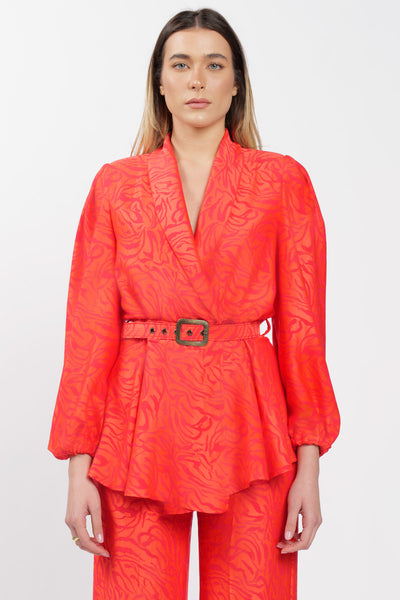 Coral Jacquard Kimono