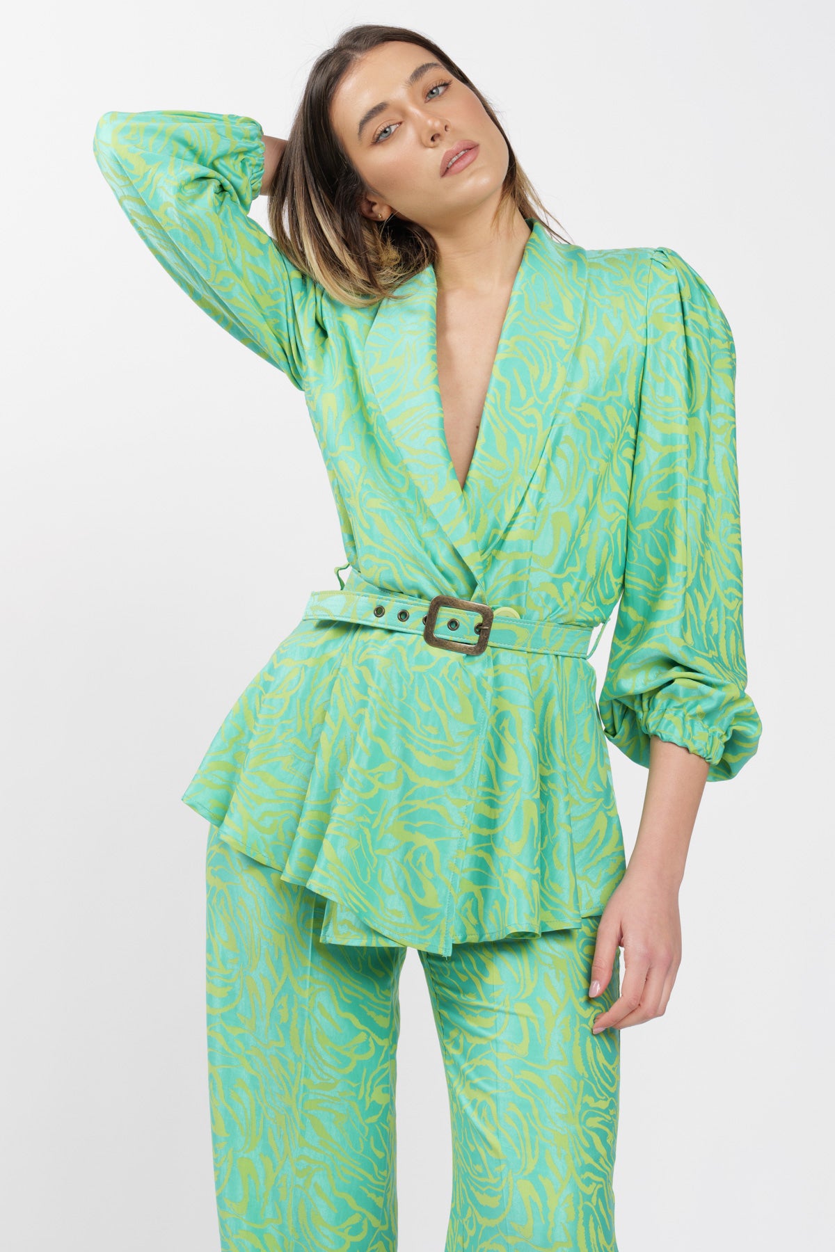 Green Jacquard Kimono