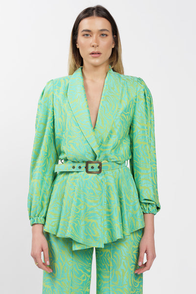 Green Jacquard Kimono