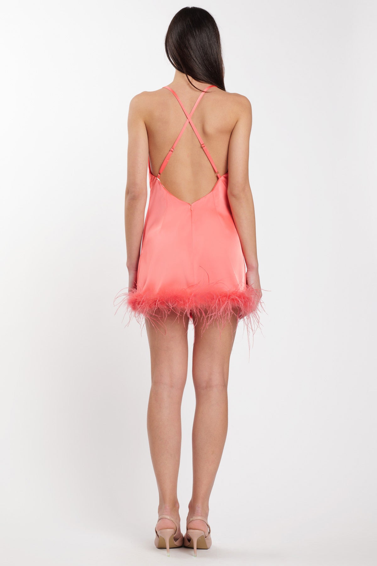 Plume Mini Dress Coral