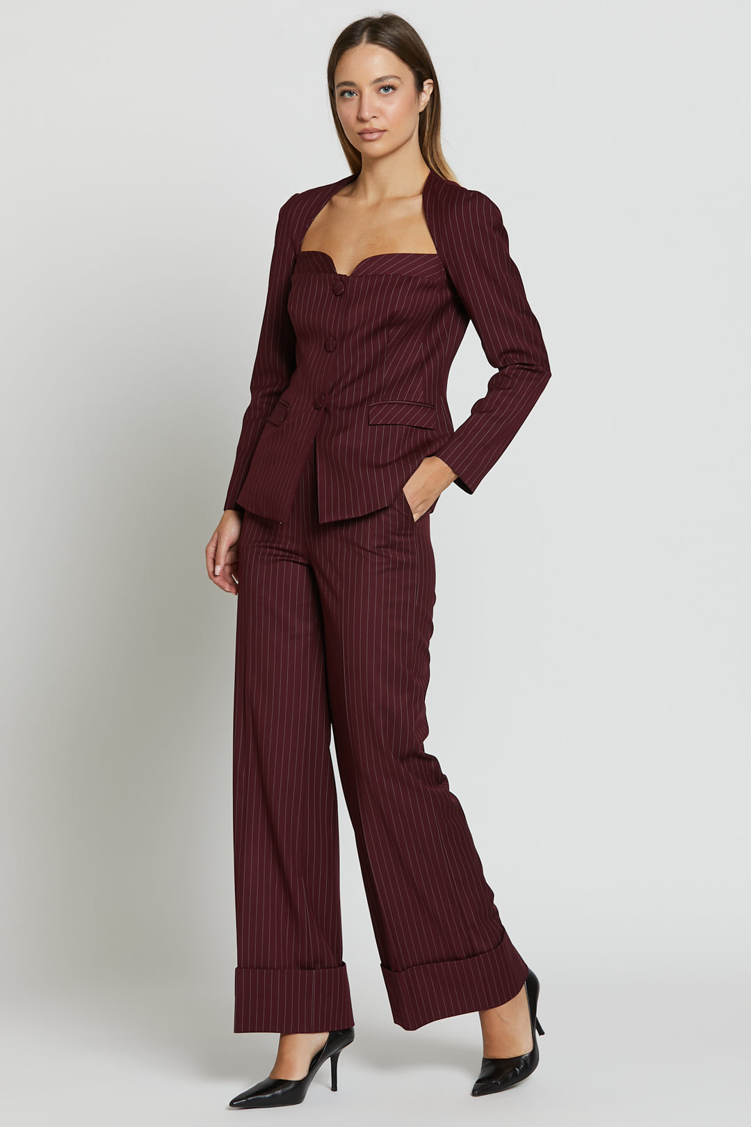 Fold Stripe Pants Bordeaux Macro