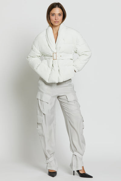 Celine Velvet Down Jacket Off White