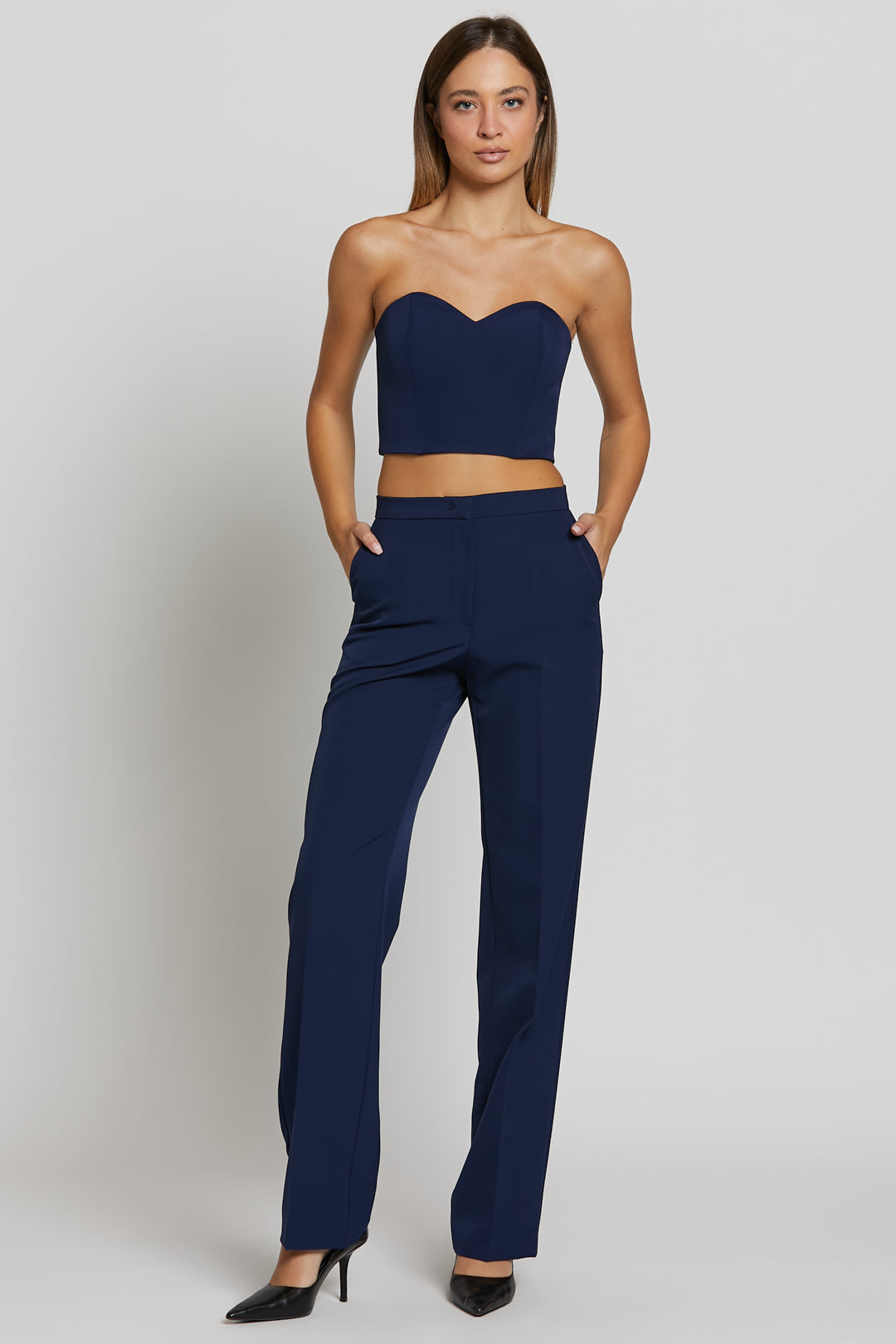 Regular Basic Pants Navy Blue