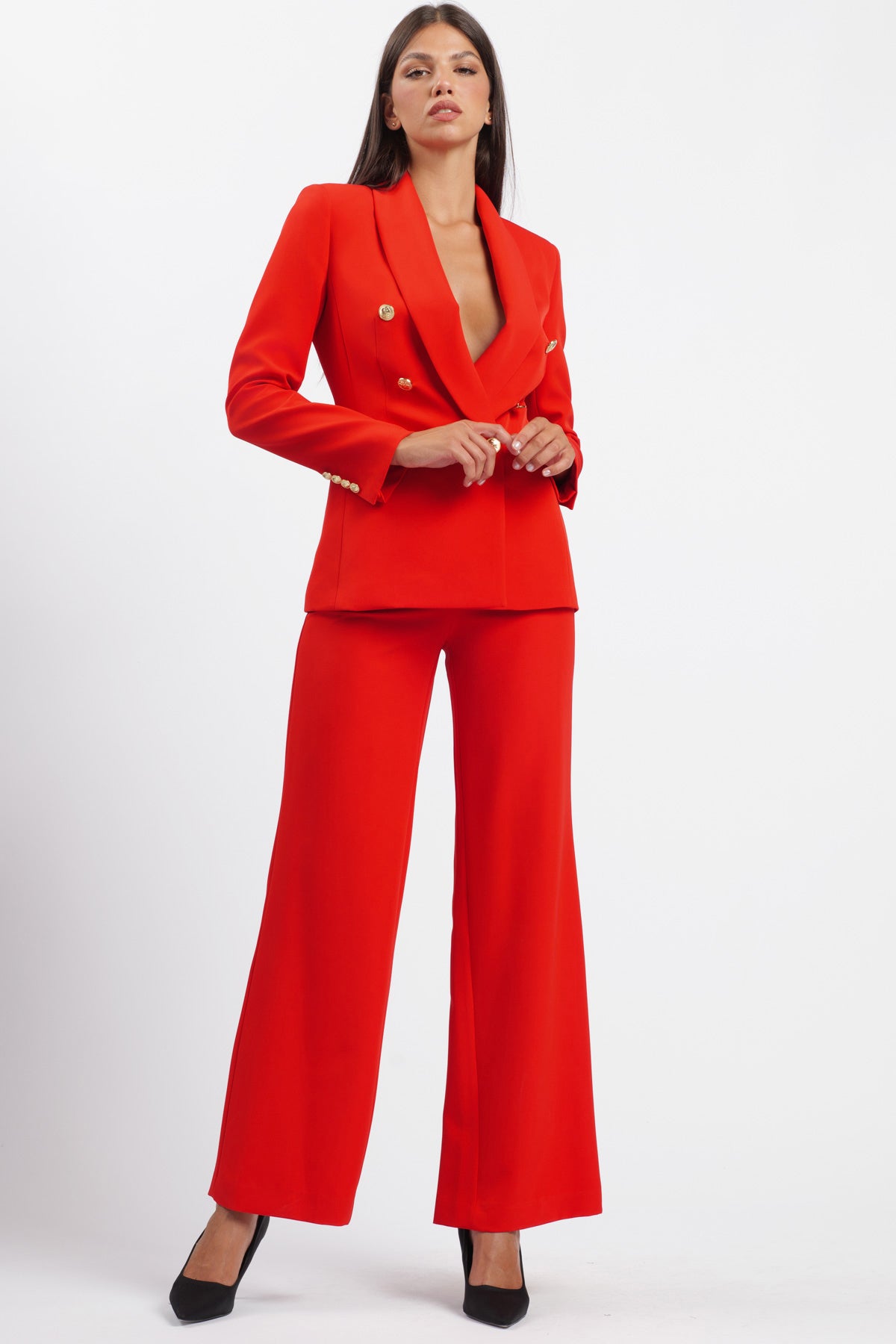 Red Spacchi Palazzo Trousers