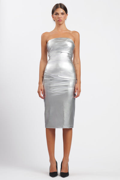 Silver Vinyl Dress