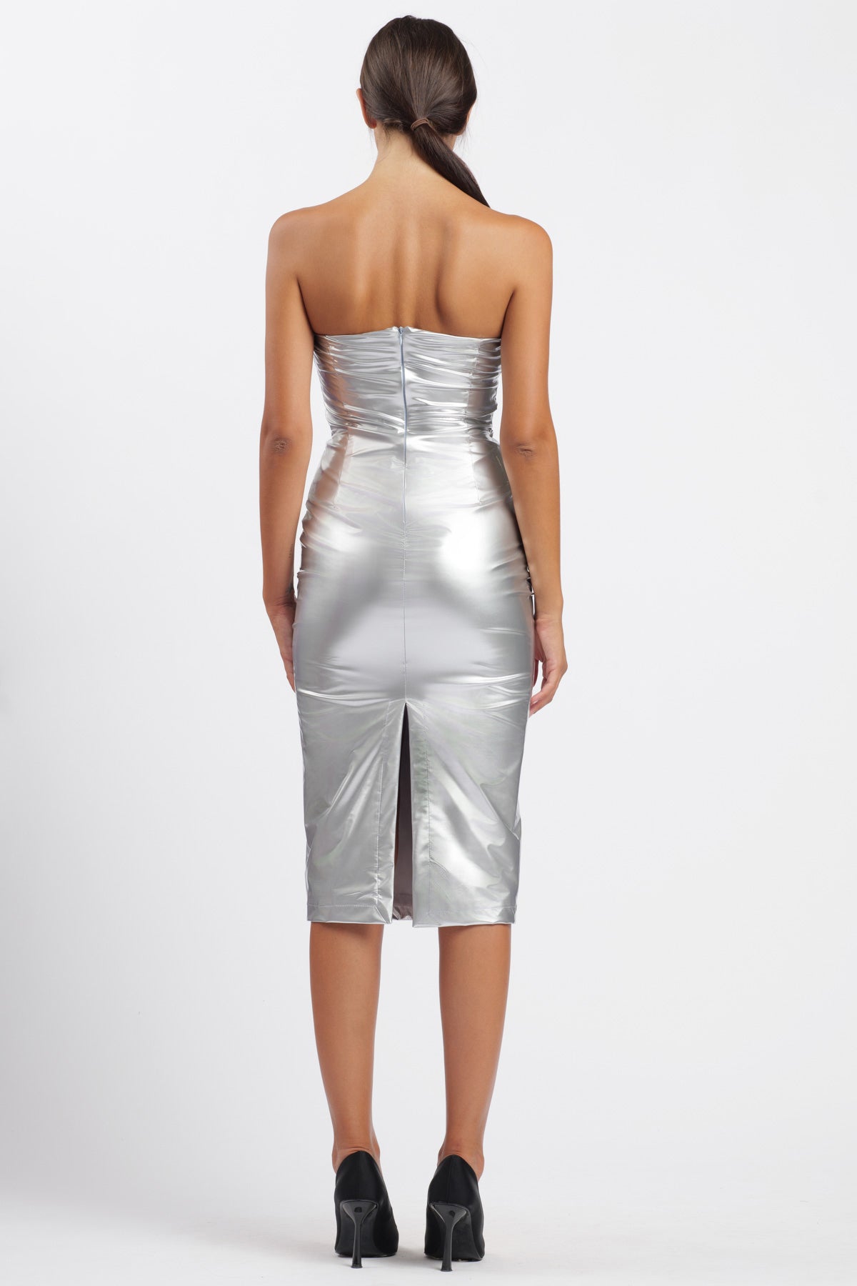 Silver Vinyl Dress