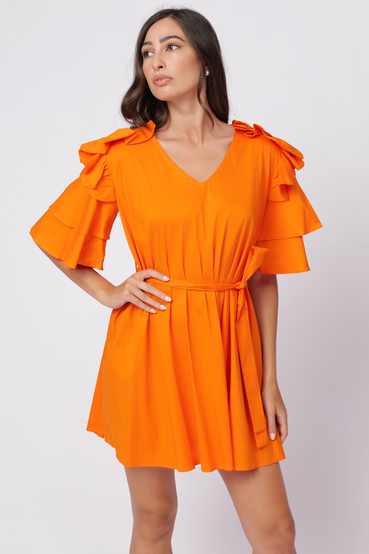 Orange Rouches Dress