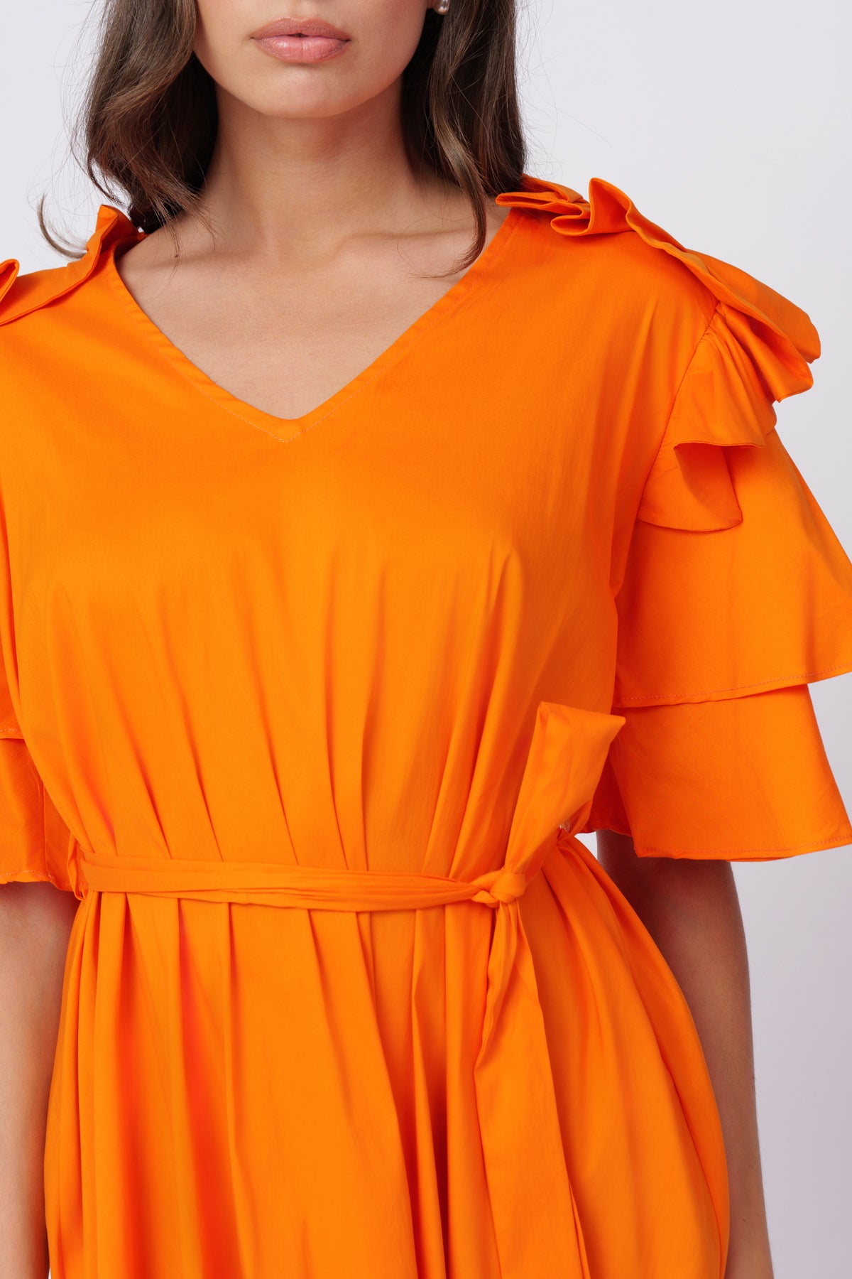 Orange Rouches Dress