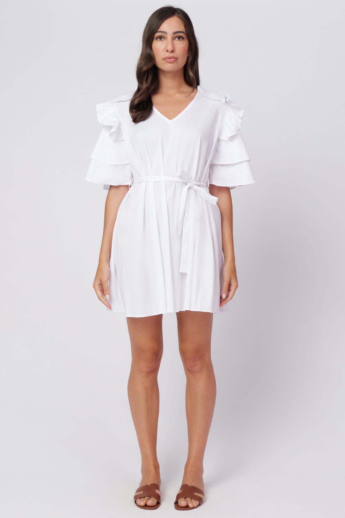 White Rouches Dress