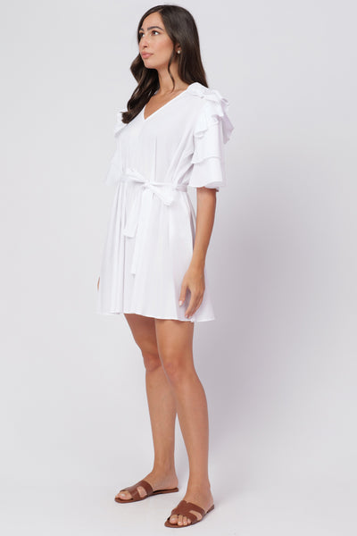 White Rouches Dress