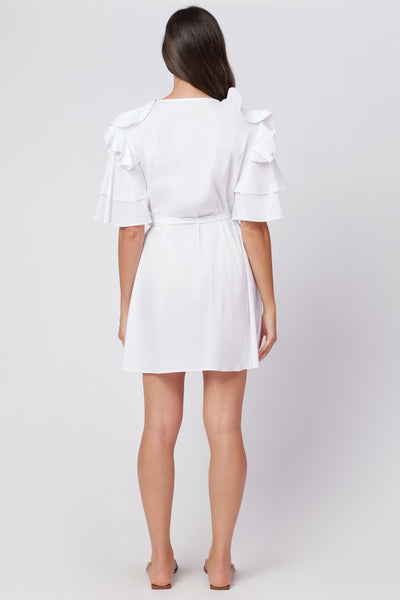 White Rouches Dress