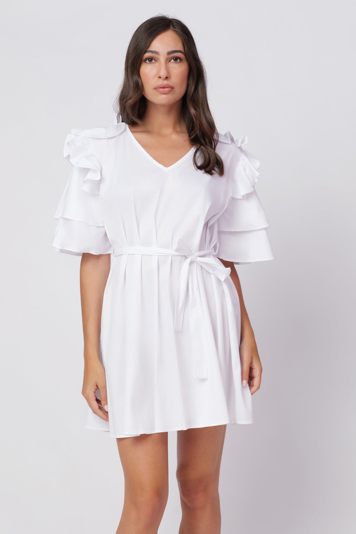 White Rouches Dress