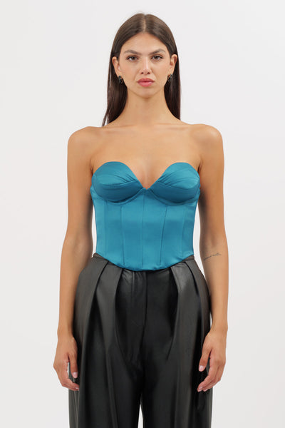 Peacock satin bodice