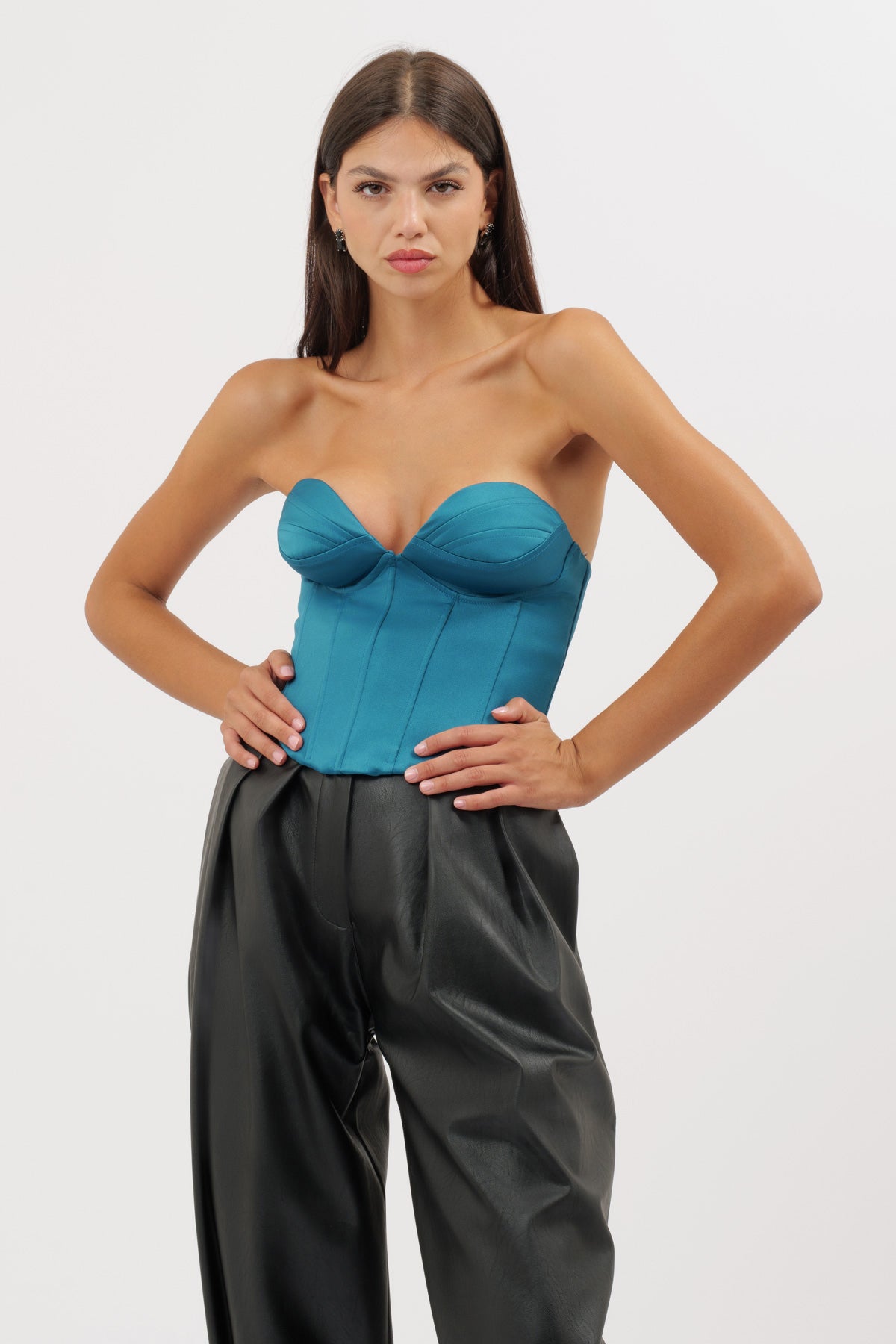 Peacock satin bodice