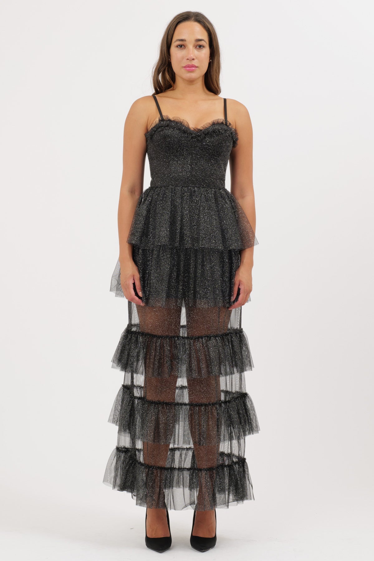 Black Tulle Ruffle Dress