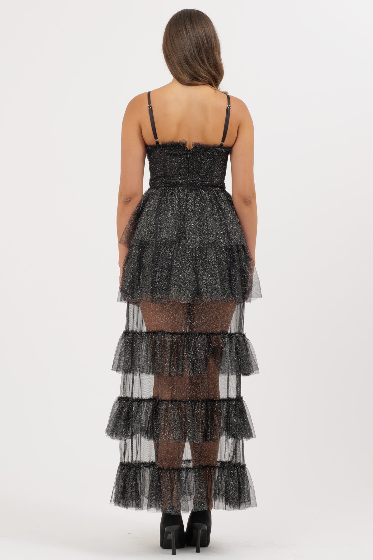 Black Tulle Ruffle Dress