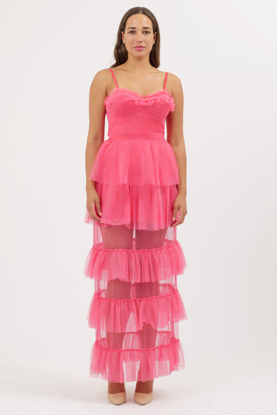 Strawberry Tulle Ruffle Dress