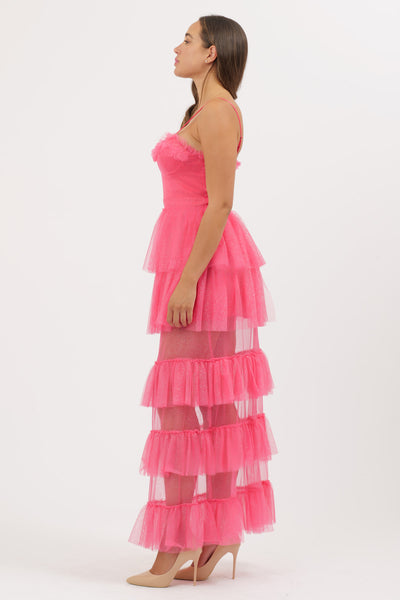 Strawberry Tulle Ruffle Dress