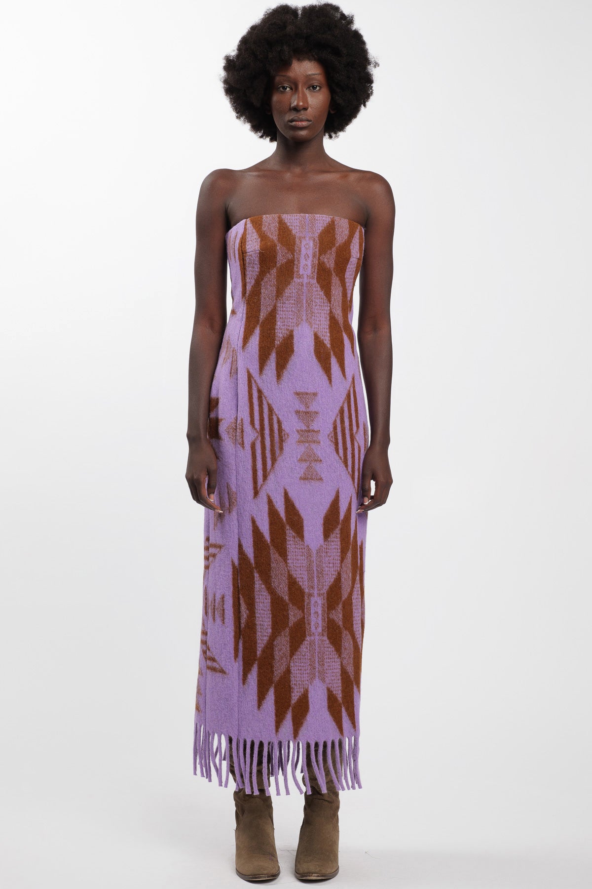 Lilac-Bruised Fringe Dress