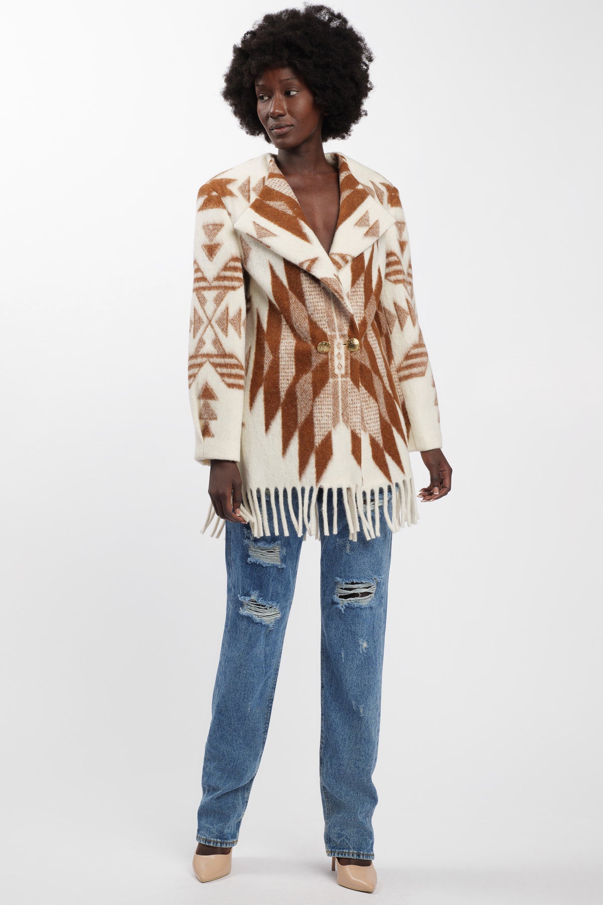 Milk-Burnt Fringe Jacket