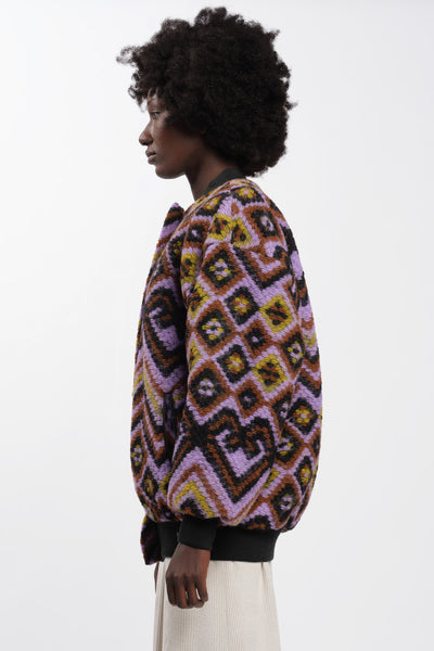 Lilac Ethnic Bomber Jacket