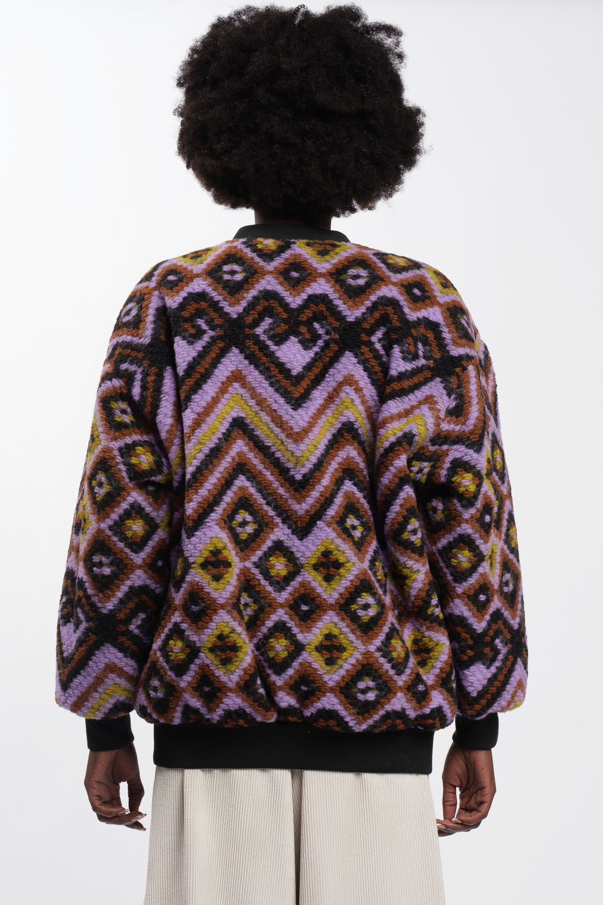 Lilac Ethnic Bomber Jacket