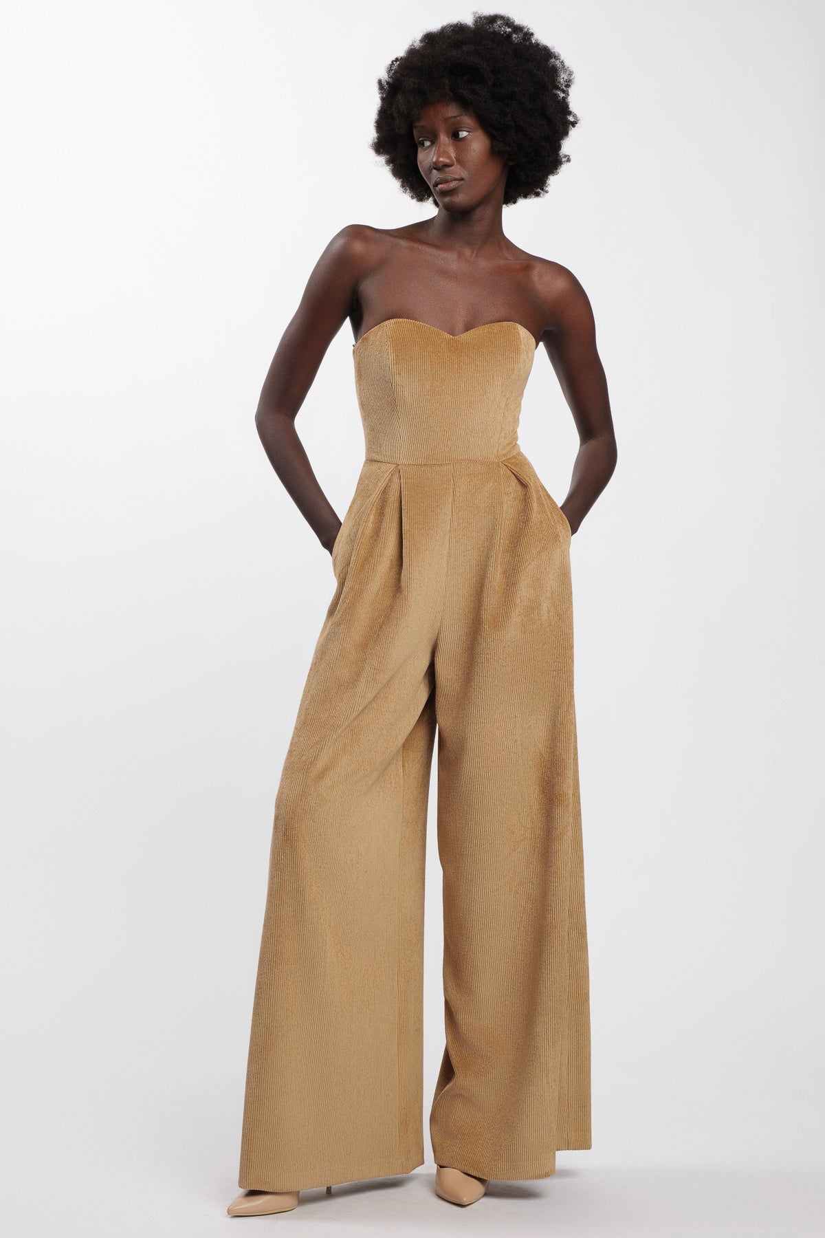 Camel Velvet Overalls