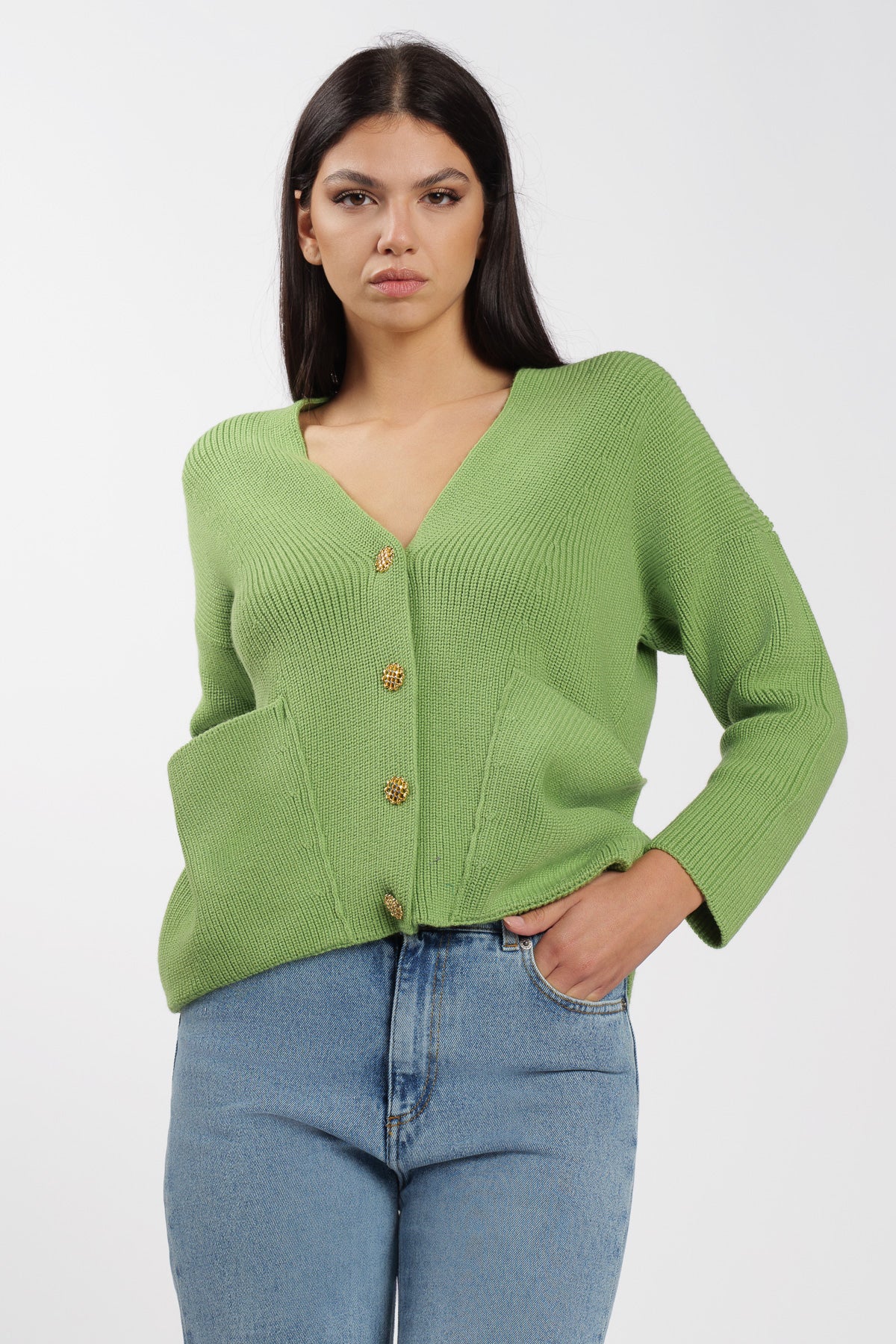 Wool Cardigan Jewel Apple