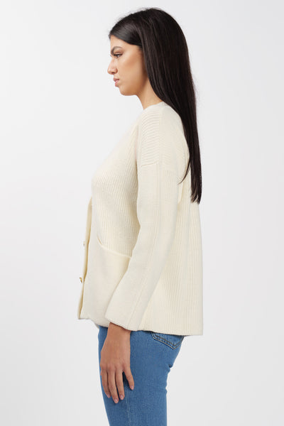 Wool Cardigan Jewel Milk