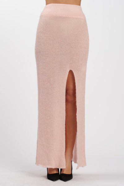 Wool Skirt with slit Pink