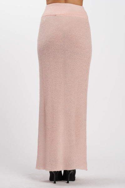 Wool Skirt with slit Pink