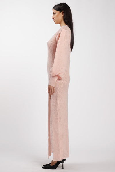 Wool Dress with slit Pink