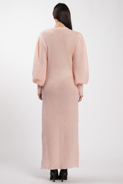 Wool Dress with slit Pink