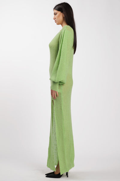 Wool Slit Dress Apple