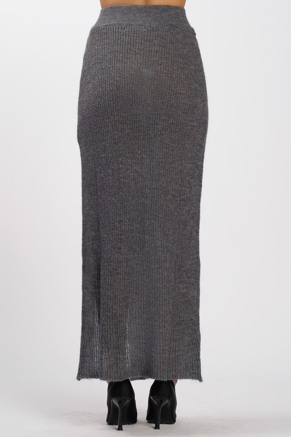 Wool Skirt with Slit Gray
