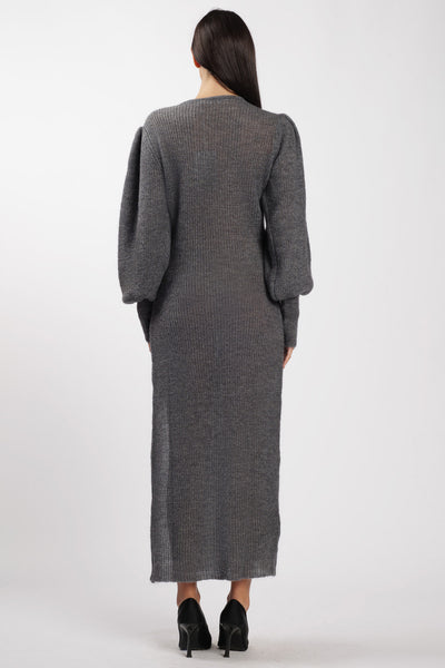 Wool Slit Dress Grey