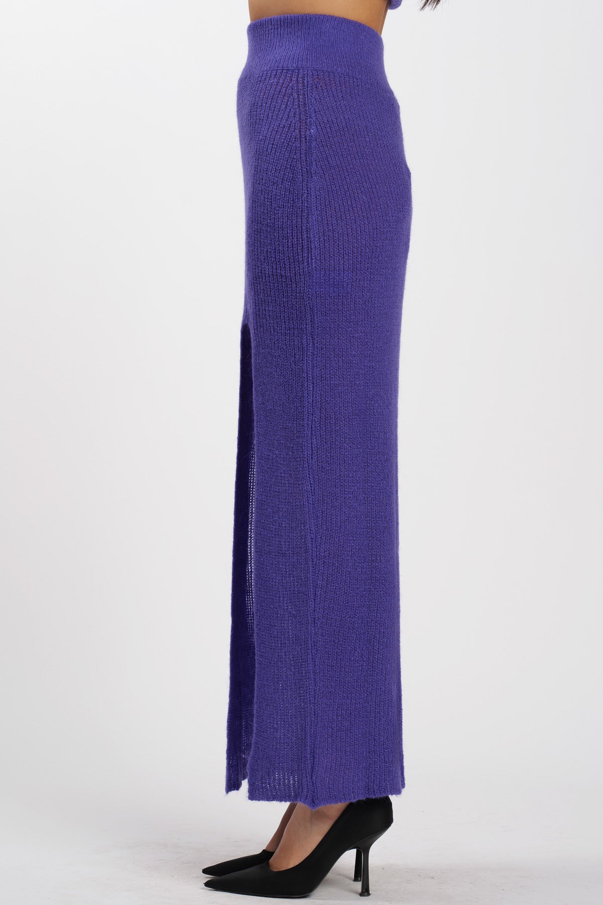 Wool Slit Skirt Purple