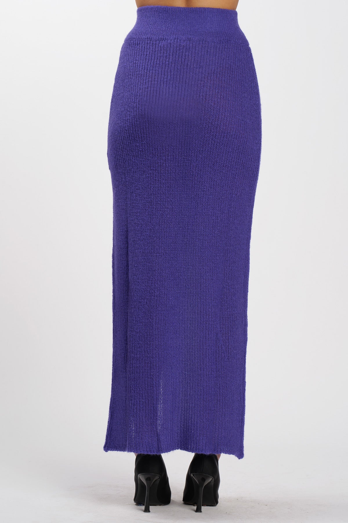 Wool Slit Skirt Purple