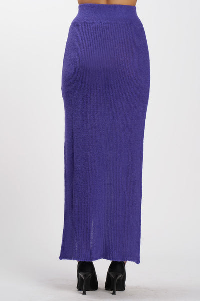 Wool Slit Skirt Purple