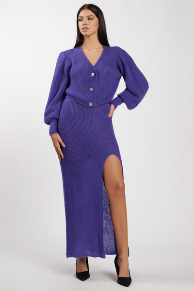 Wool Slit Skirt Purple