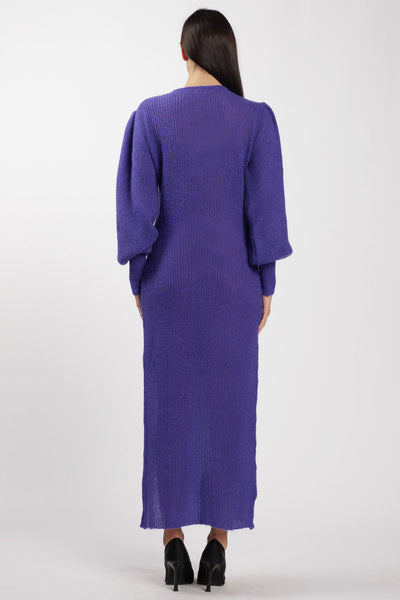 Wool Slit Dress Purple