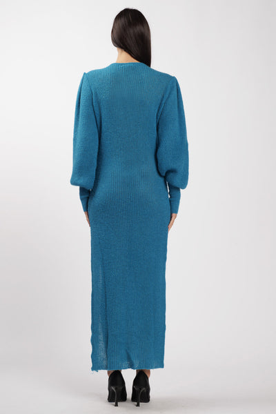 Wool Dress with Peacock Slit