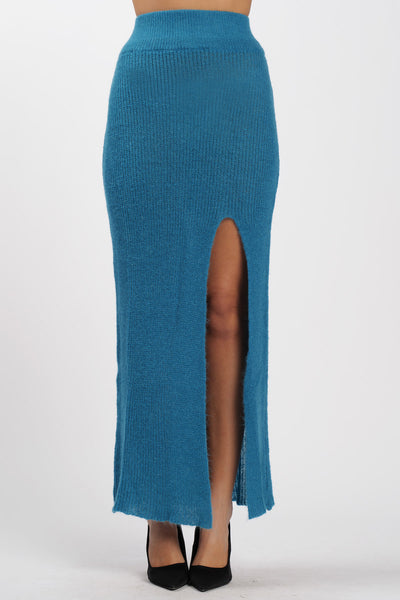 Wool Skirt with Peacock Slit