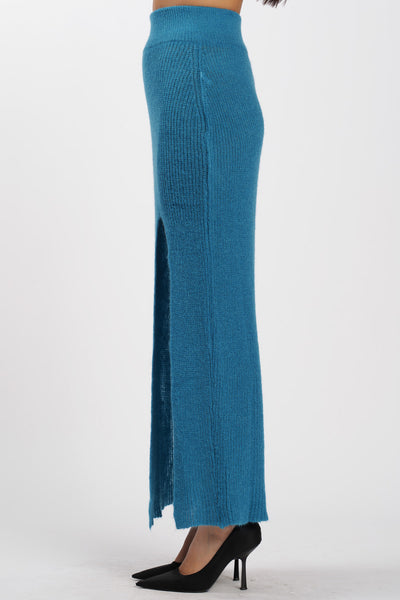 Wool Skirt with Peacock Slit