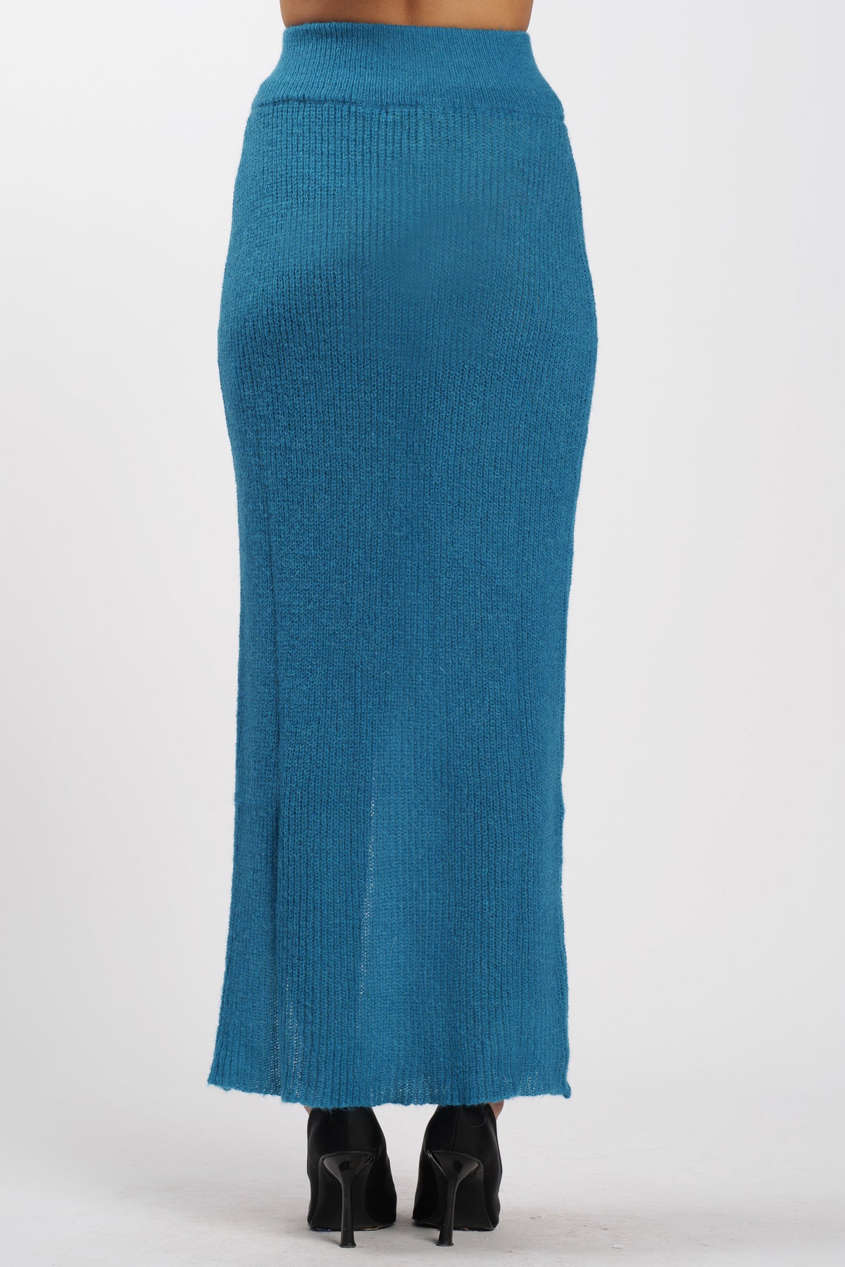 Wool Skirt with Peacock Slit