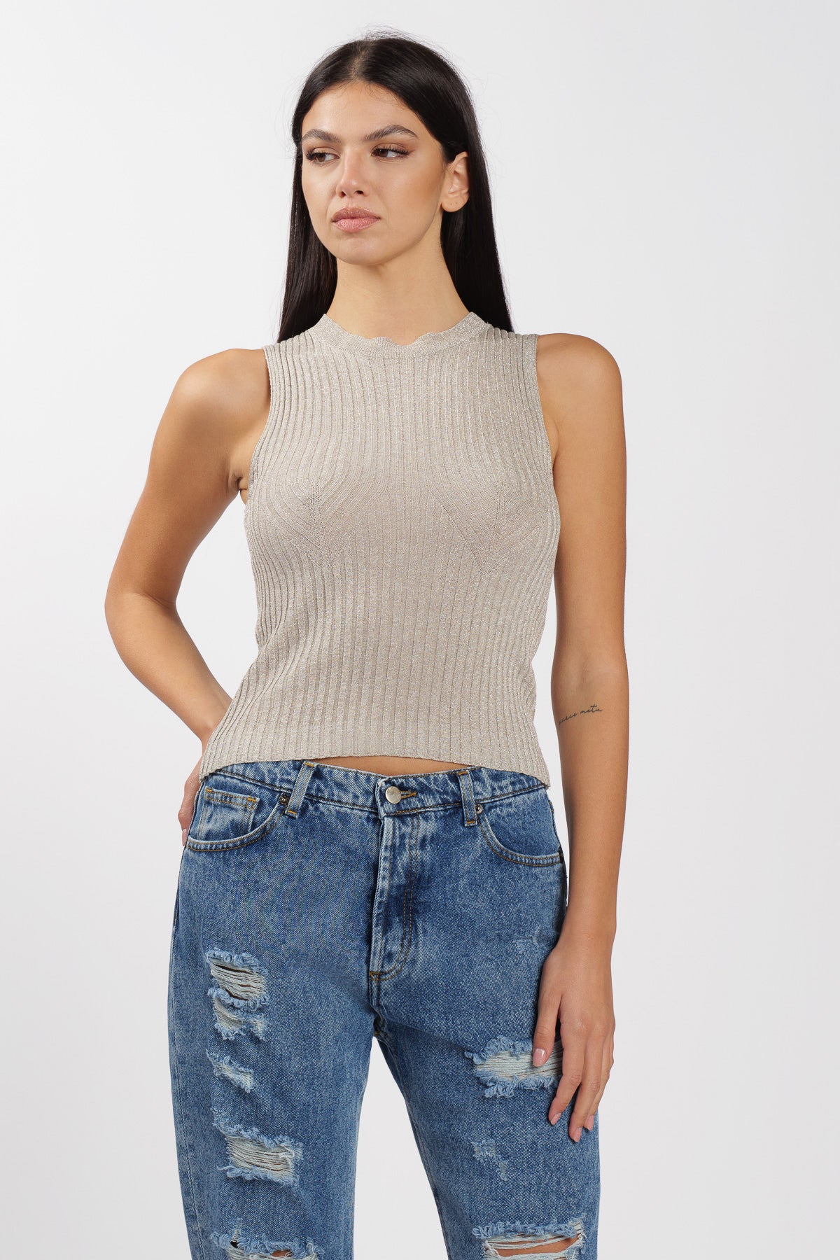 Sand Lurex Top