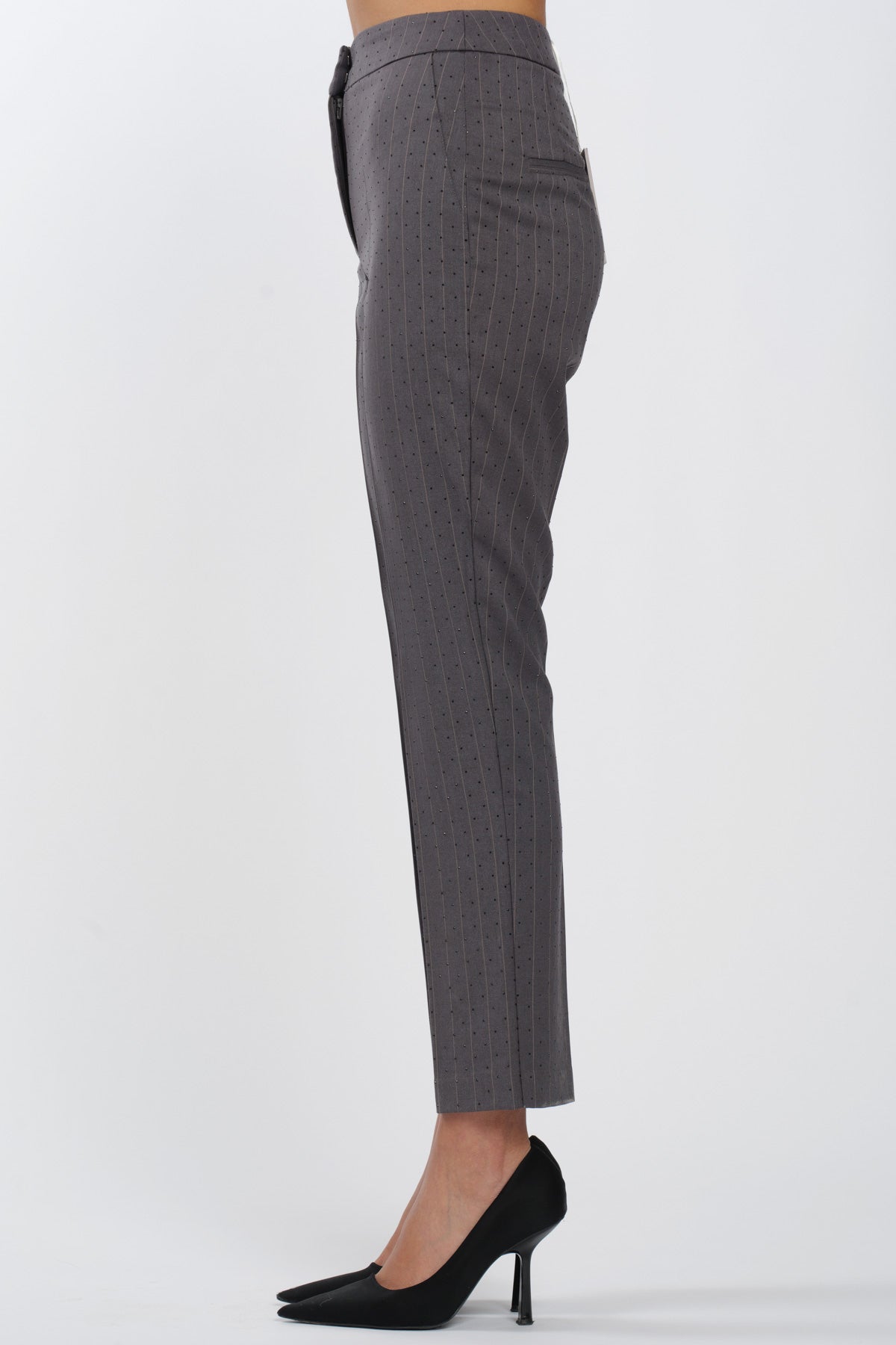 Basic Gray Rhinestone Pinstripe Pants
