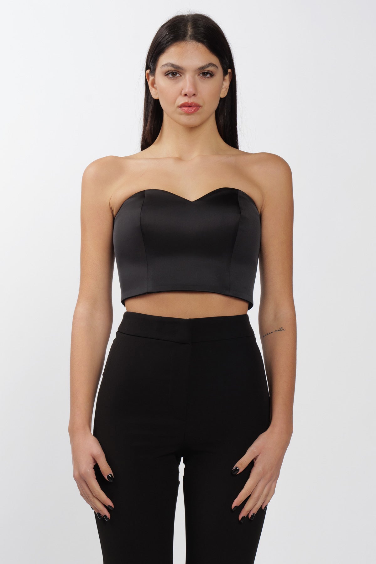 Heart Top Black Satin