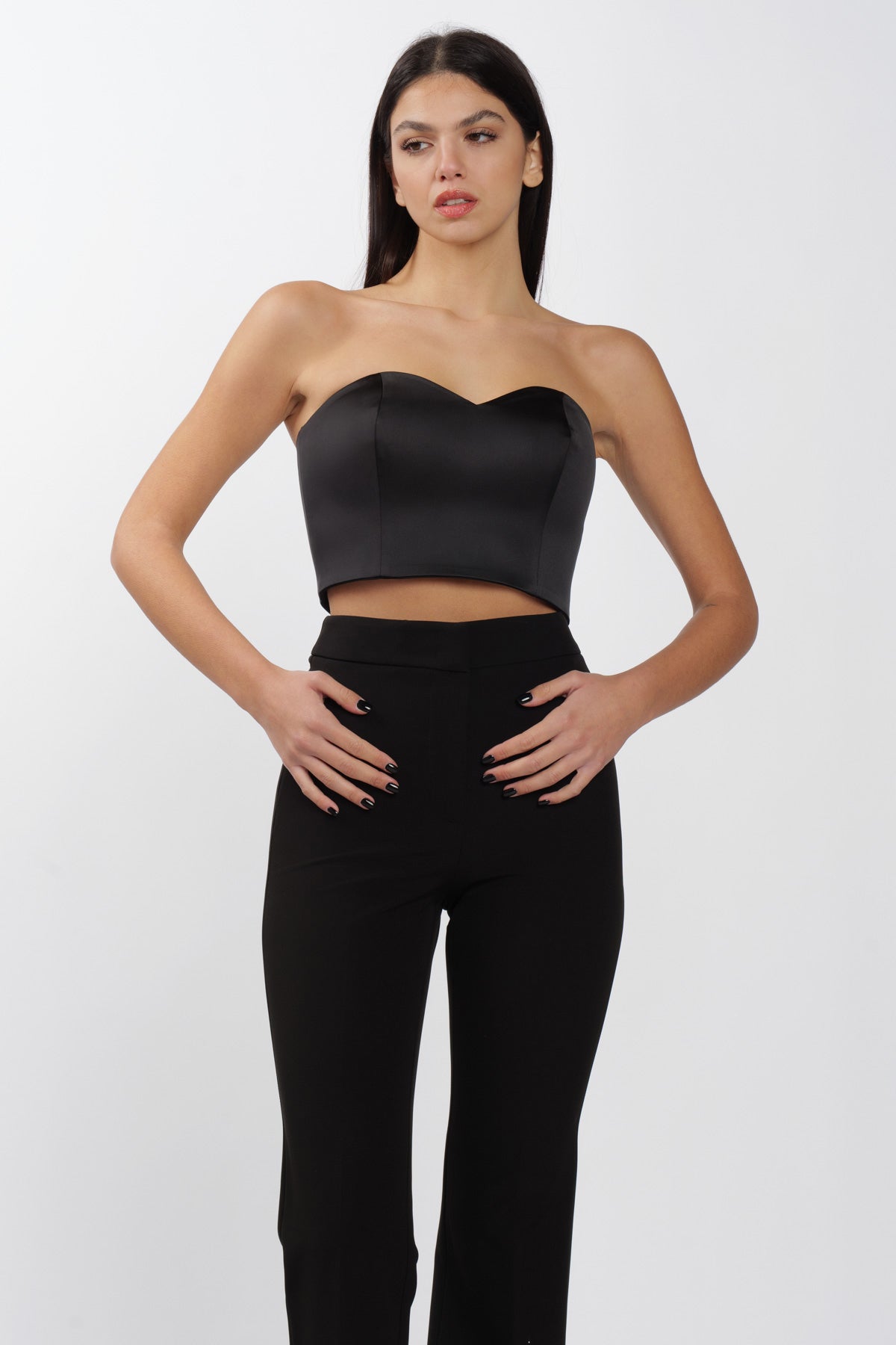 Heart Top Black Satin