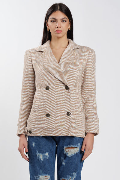 Beige Herringbone Coat